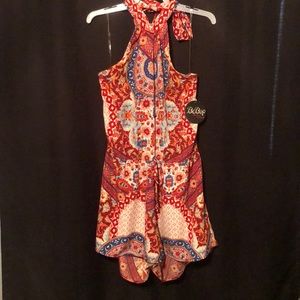 Paisley print halter romper